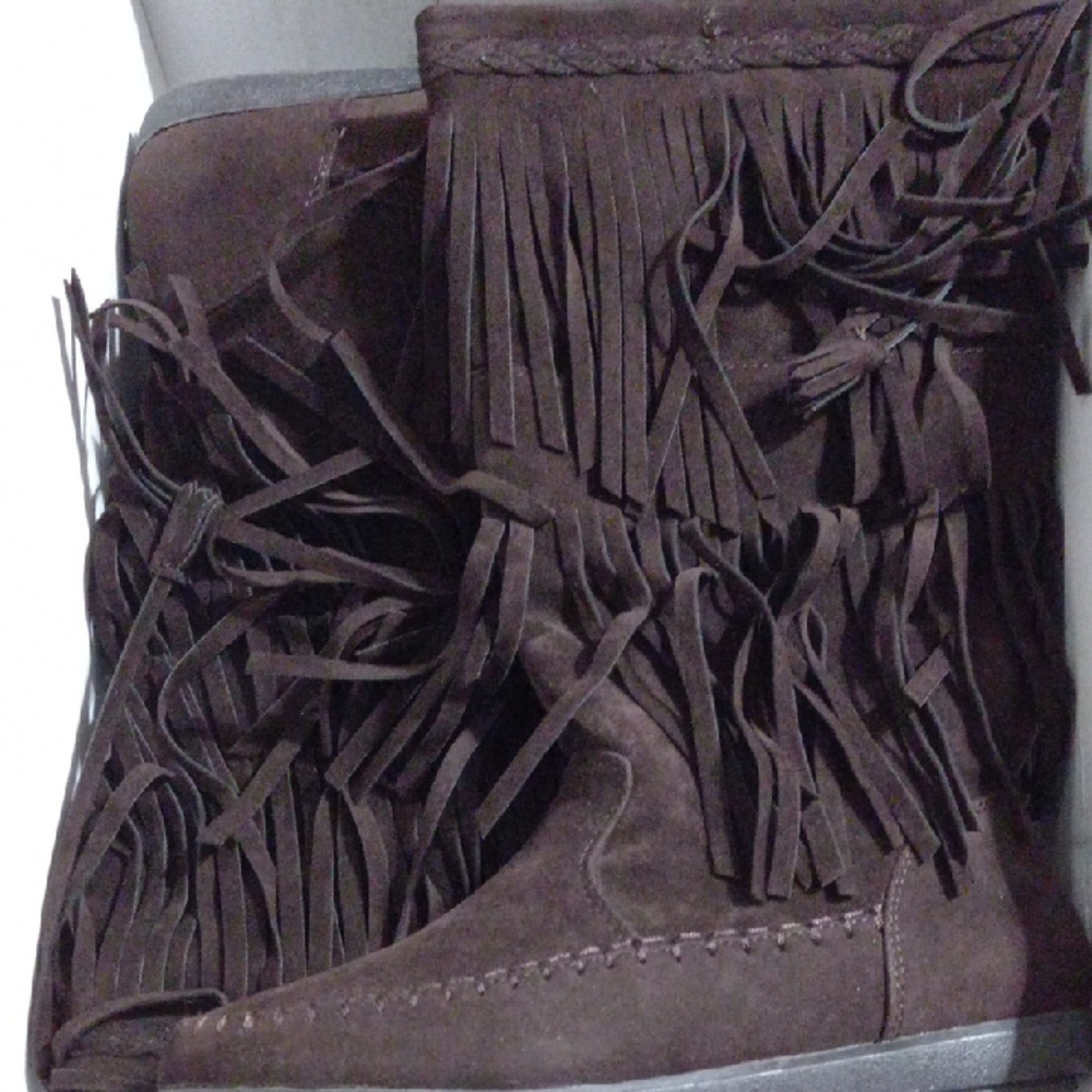 Rampage Dark Brown Fringe Boots